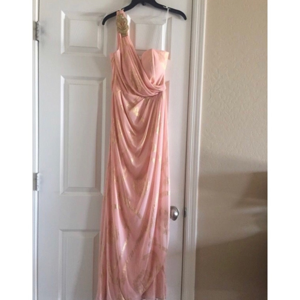 Gold and blush prom dress
